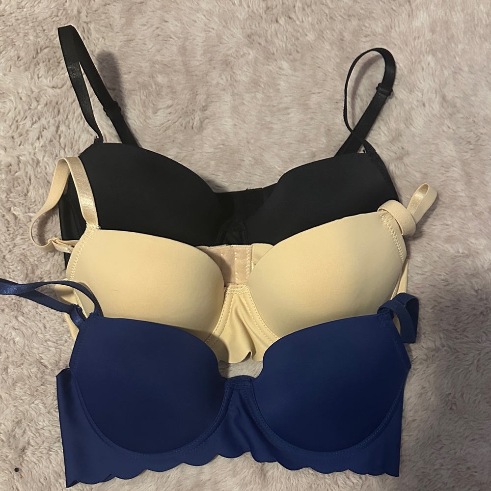 Felina brand women's Bra Set - Black, Cream, and Blue